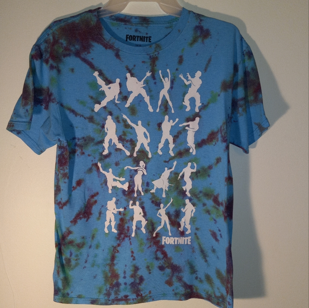 Blue Tie Dye Fortnite Kids Tshirt